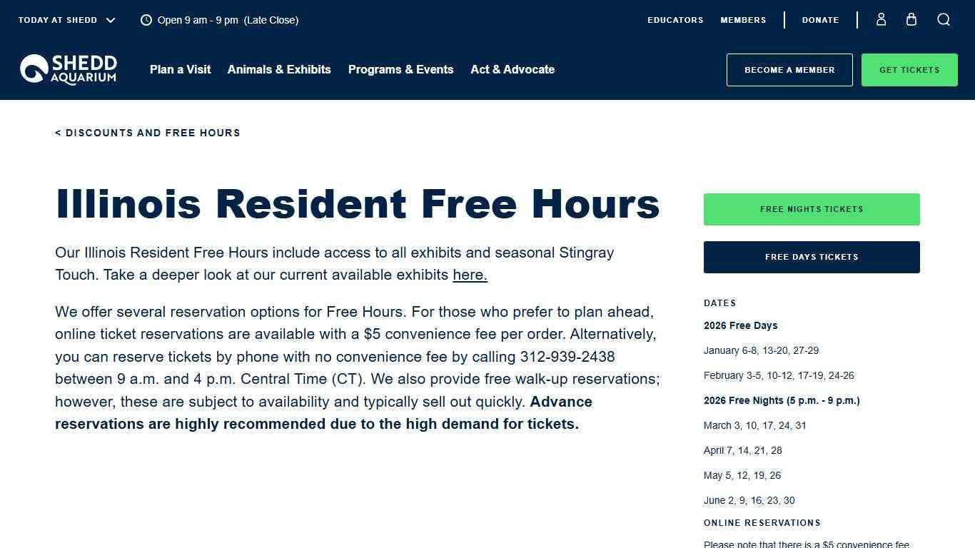 Illinois Resident Free Hours | Shedd Aquarium
